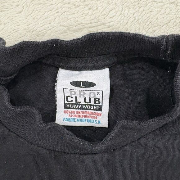 Lot Of 2 VTG Pro Club T Shirts Men's Large Black Crew Blank Heavyweight USA - Picture 5 of 5